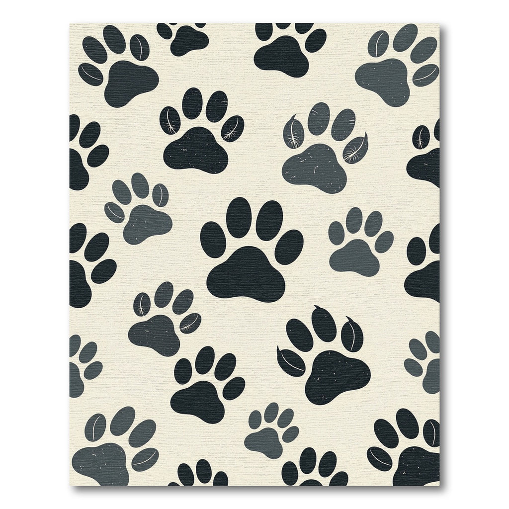 Minimalist Monochrome Animal Paw Area Rug