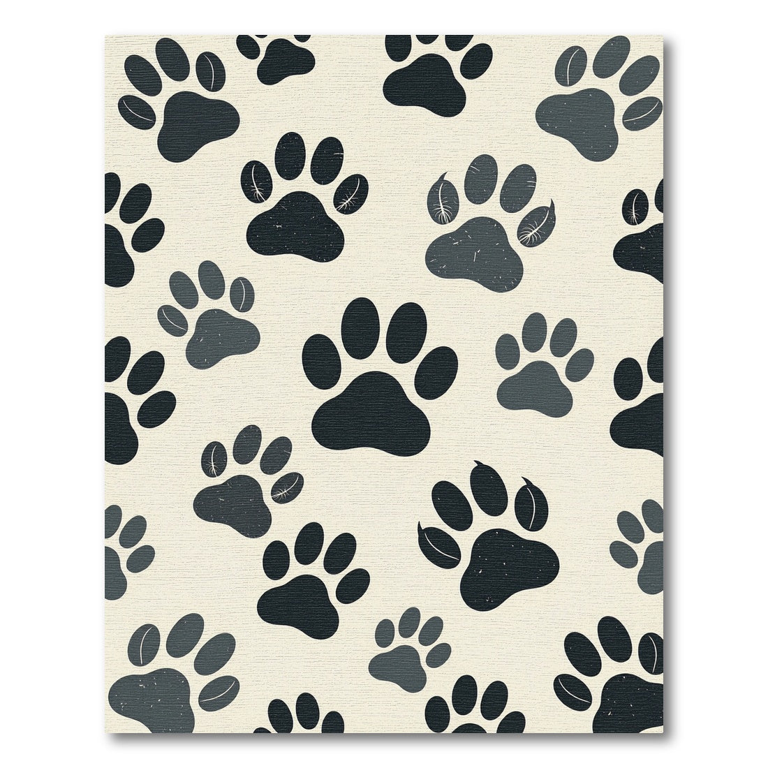 Minimalist Monochrome Animal Paw Area Rug