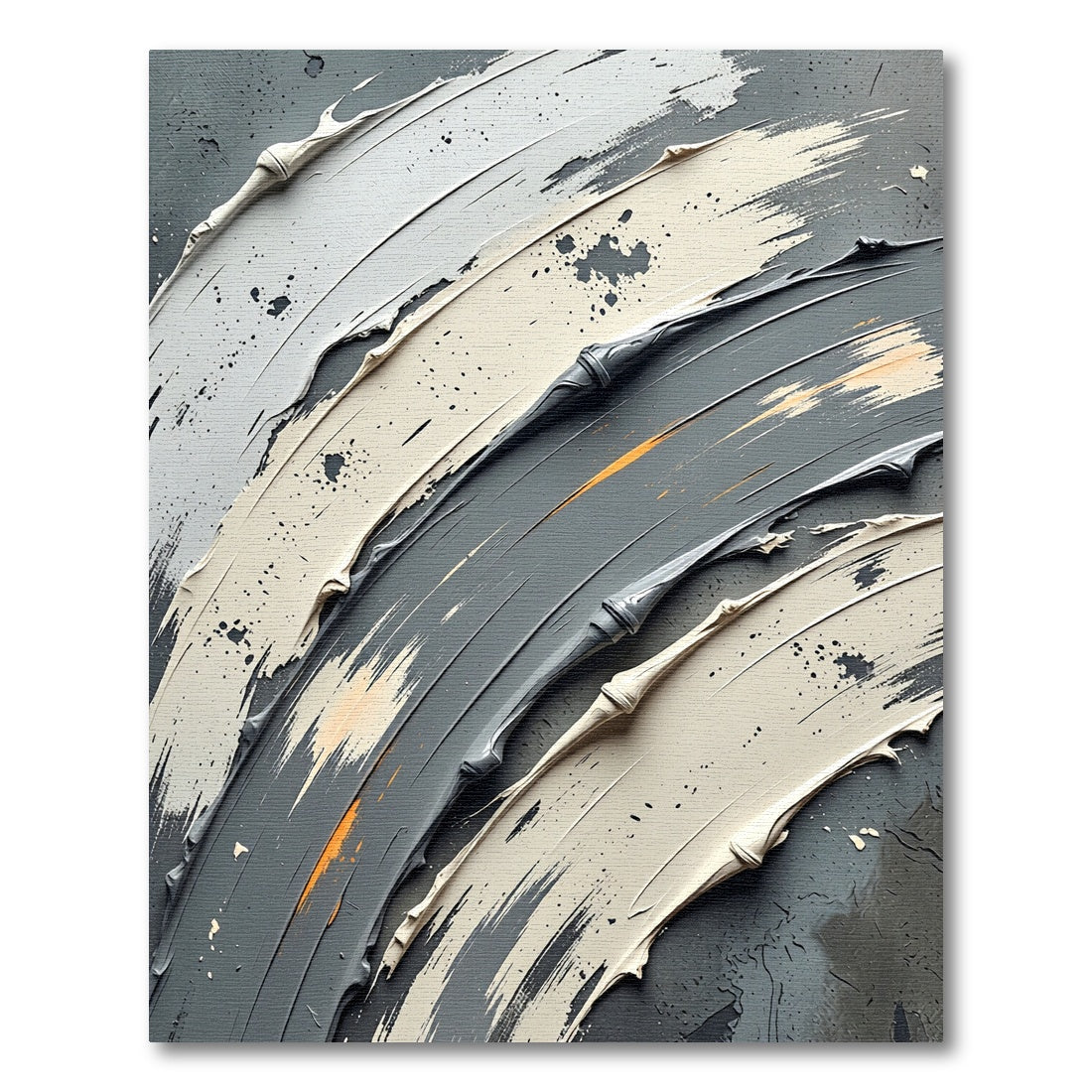 Textured Impasto strokes Cream Gray Rug