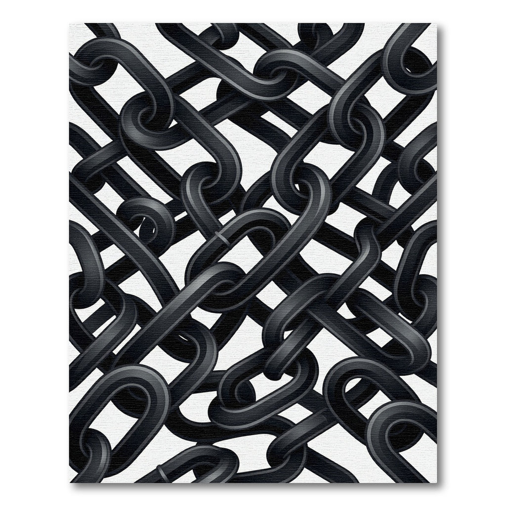 Monochrome Interlocking Industrial Chain Rug