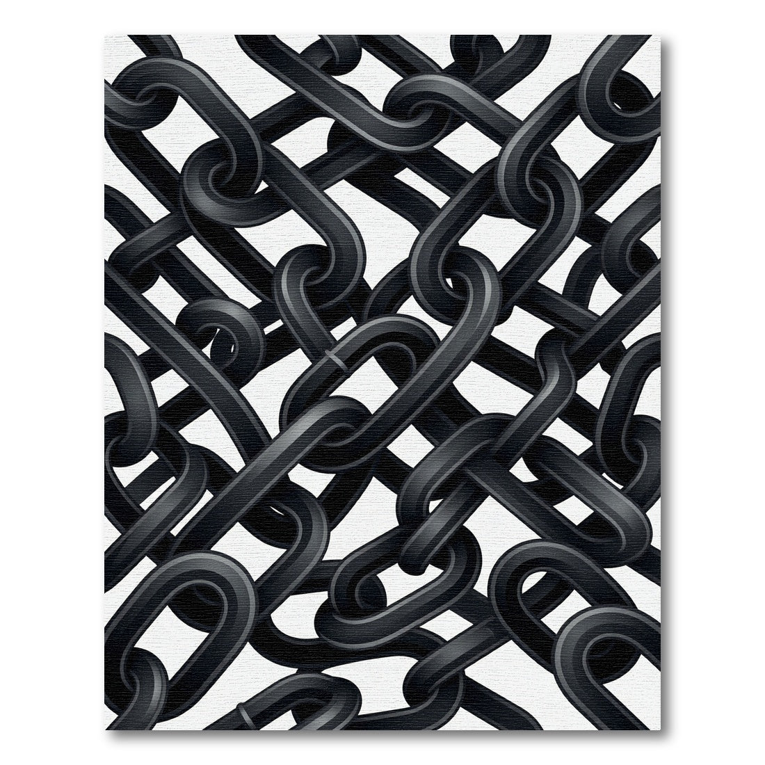 Monochrome Interlocking Industrial Chain Rug
