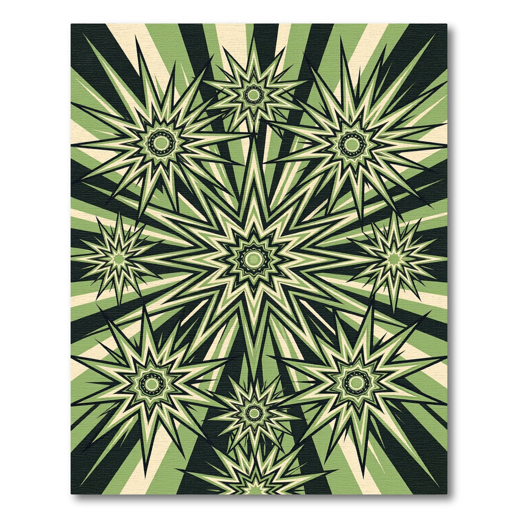 Modern Sage Burst Geometric Star Rug