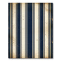 Vintage Navy and Cream Pinstriped Rug