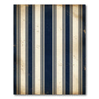 Vintage Navy and Cream Pinstriped Rug
