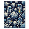 Whimsical Blue Robot Astronaut Space Exploration Rug
