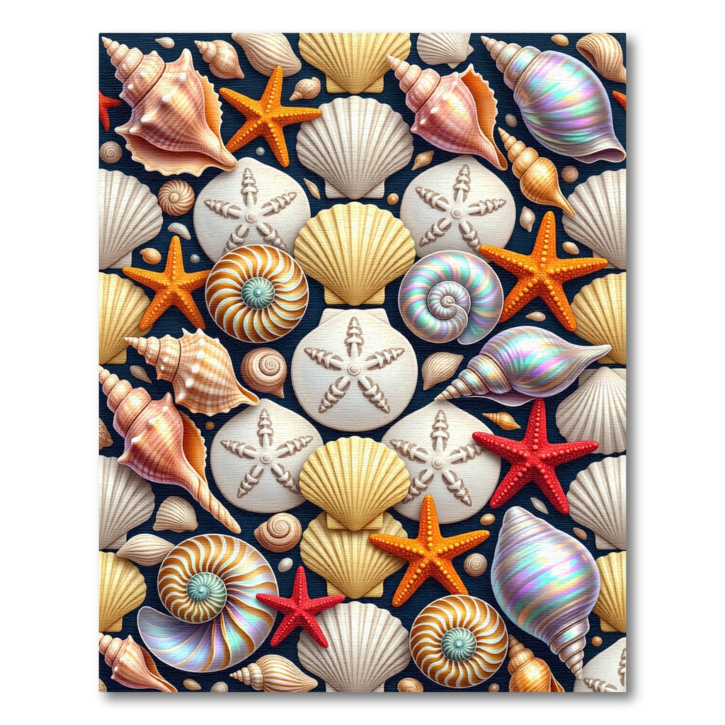 Vibrant Oceanic Seashells and Starfish Rug