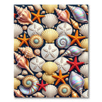 Vibrant Oceanic Seashells and Starfish Rug