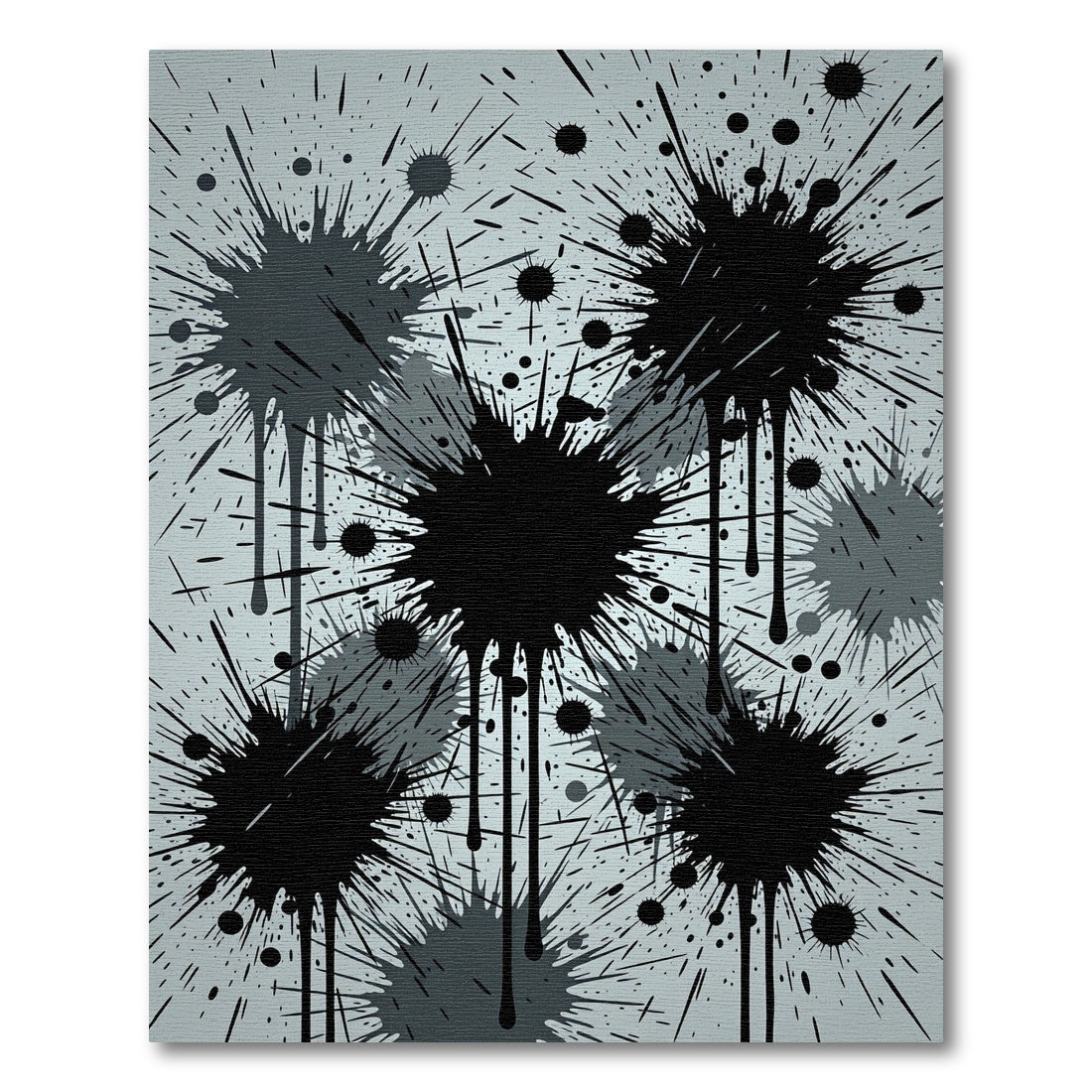Monochromatic Abstract Black Ink Splatter Rug