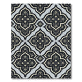 Elegant Dark Floral Quatrefoil Gray Rug