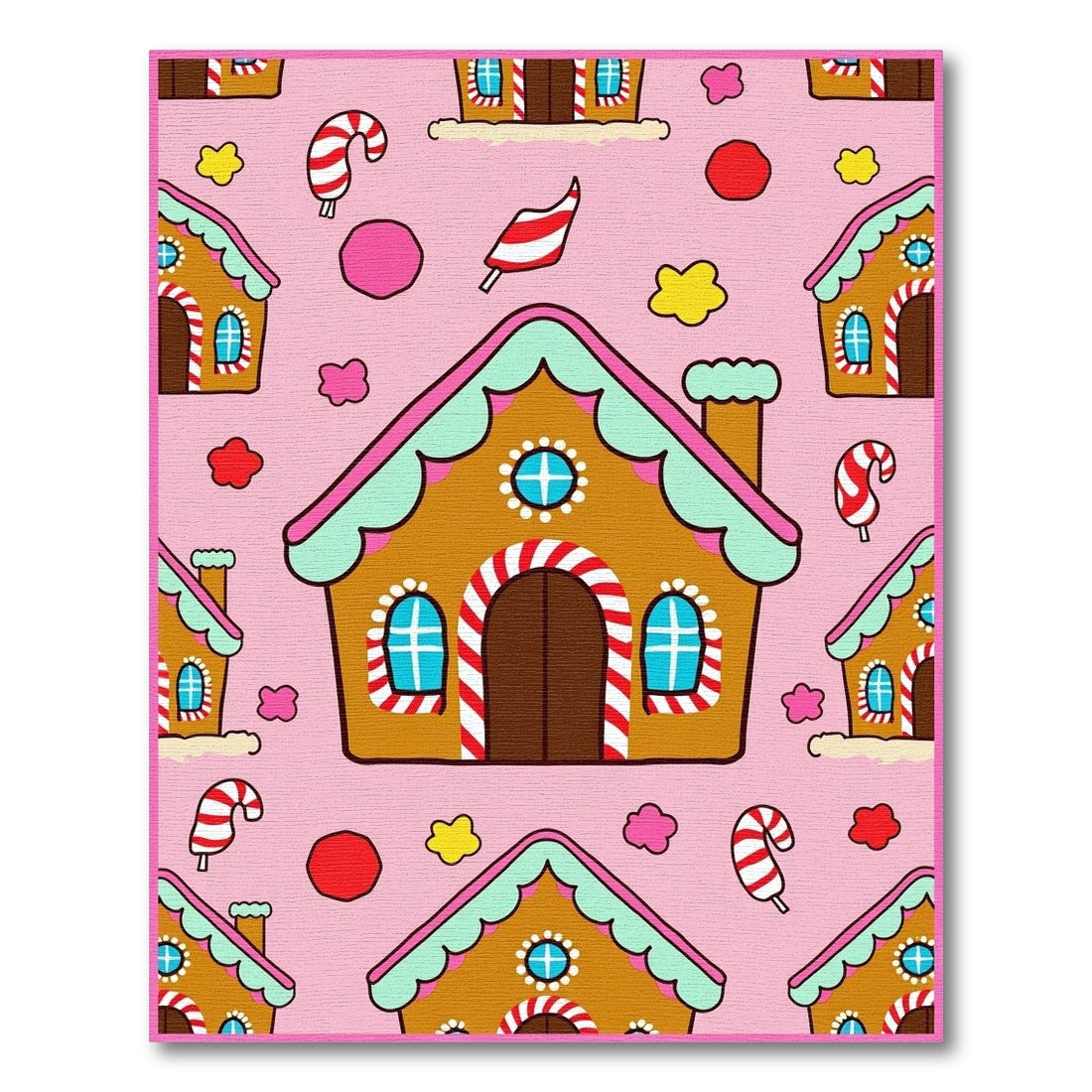 Whimsical Gingerbread Cottage Candy Pattern Rug