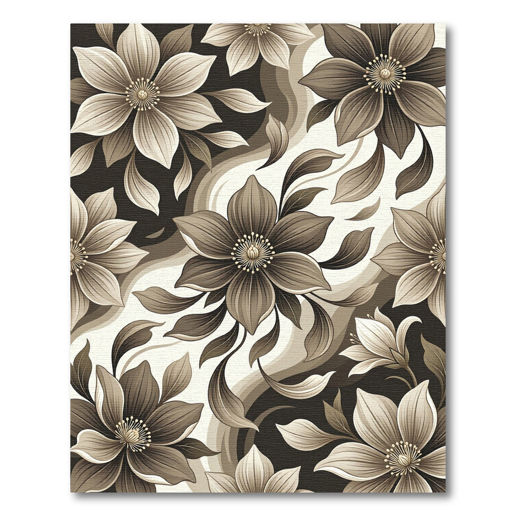 Monochromatic Floral Swirl Botanical Rug