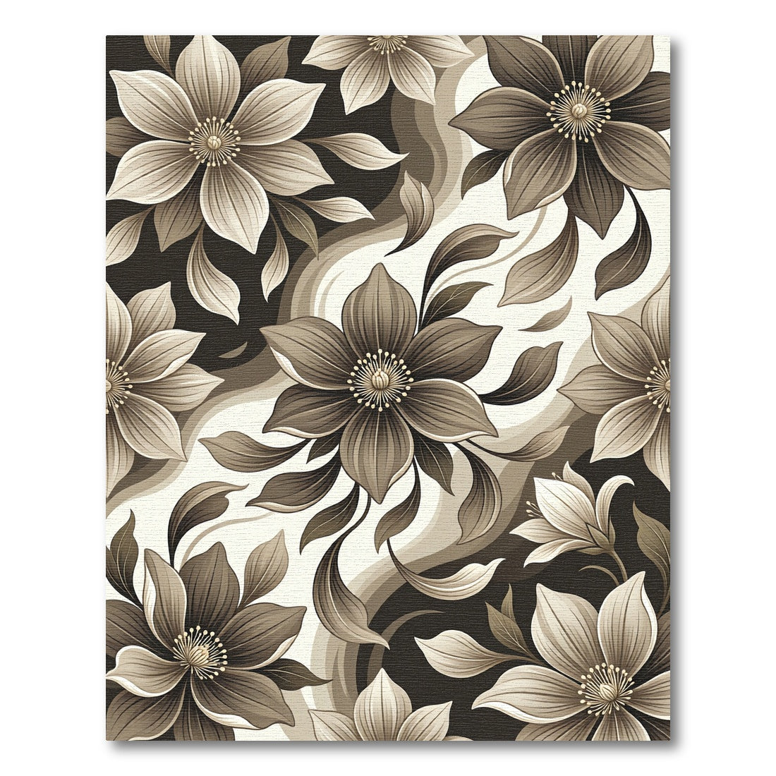 Monochromatic Floral Swirl Botanical Rug