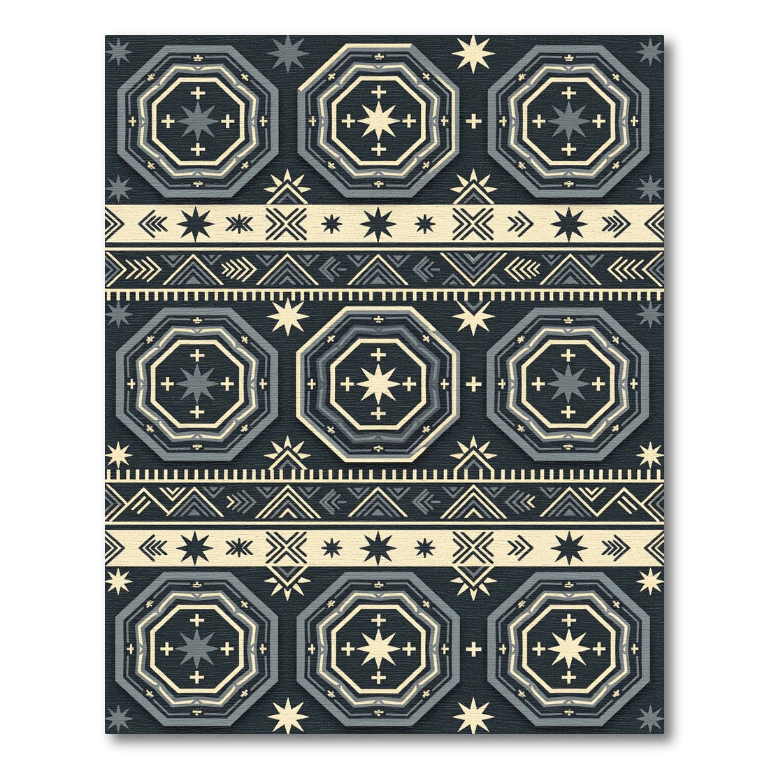 Celestial Geometric Octagon Navy Cream Rug