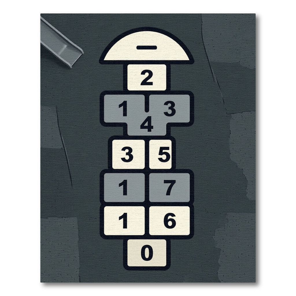 Playful Monochrome Geometric Hopscotch Area Rug
