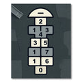Playful Monochrome Geometric Hopscotch Area Rug
