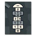 Playful Monochrome Geometric Hopscotch Area Rug