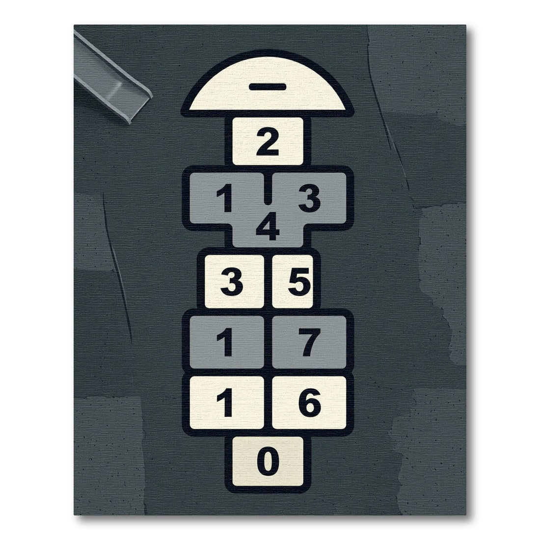 Playful Monochrome Geometric Hopscotch Area Rug