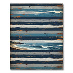 Vintage Distressed Blue Coastal Stripe Rug