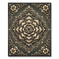 Ornate Golden Floral Medallion Scroll Rug
