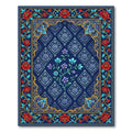 Midnight Blue Floral Meadow Art Rug