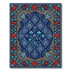 Midnight Blue Floral Meadow Art Rug