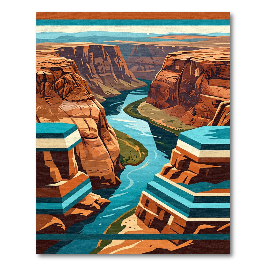 Abstract Canyon River Landscape Horizon Rug