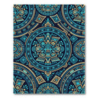 Aztec Teal Gold Sun Medallion Rug