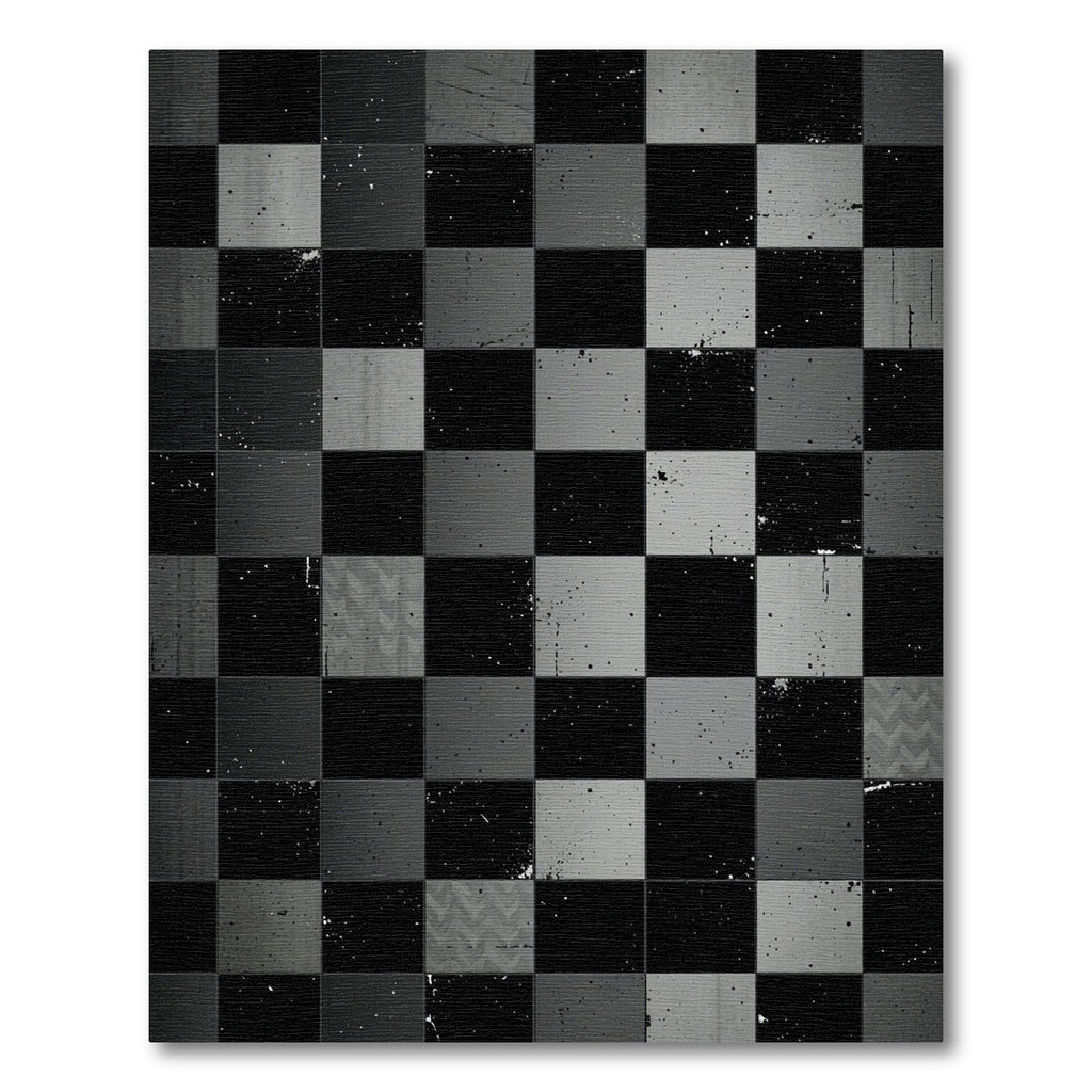 Grayscale Checkerboard Splatter Textured Rug