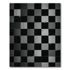 Grayscale Checkerboard Splatter Textured Rug