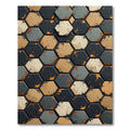 Distressed Hexagon Tiles And Ochre Texture Rug
