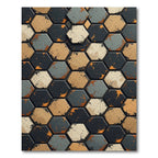 Distressed Hexagon Tiles And Ochre Texture Rug