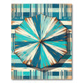Coastal Teal White Striped Umbrella Ray Rug