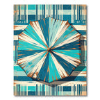 Coastal Teal White Striped Umbrella Ray Rug