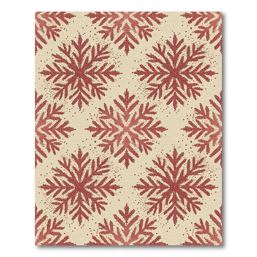 Crimson Stippled Snowflake Winter Area Rug
