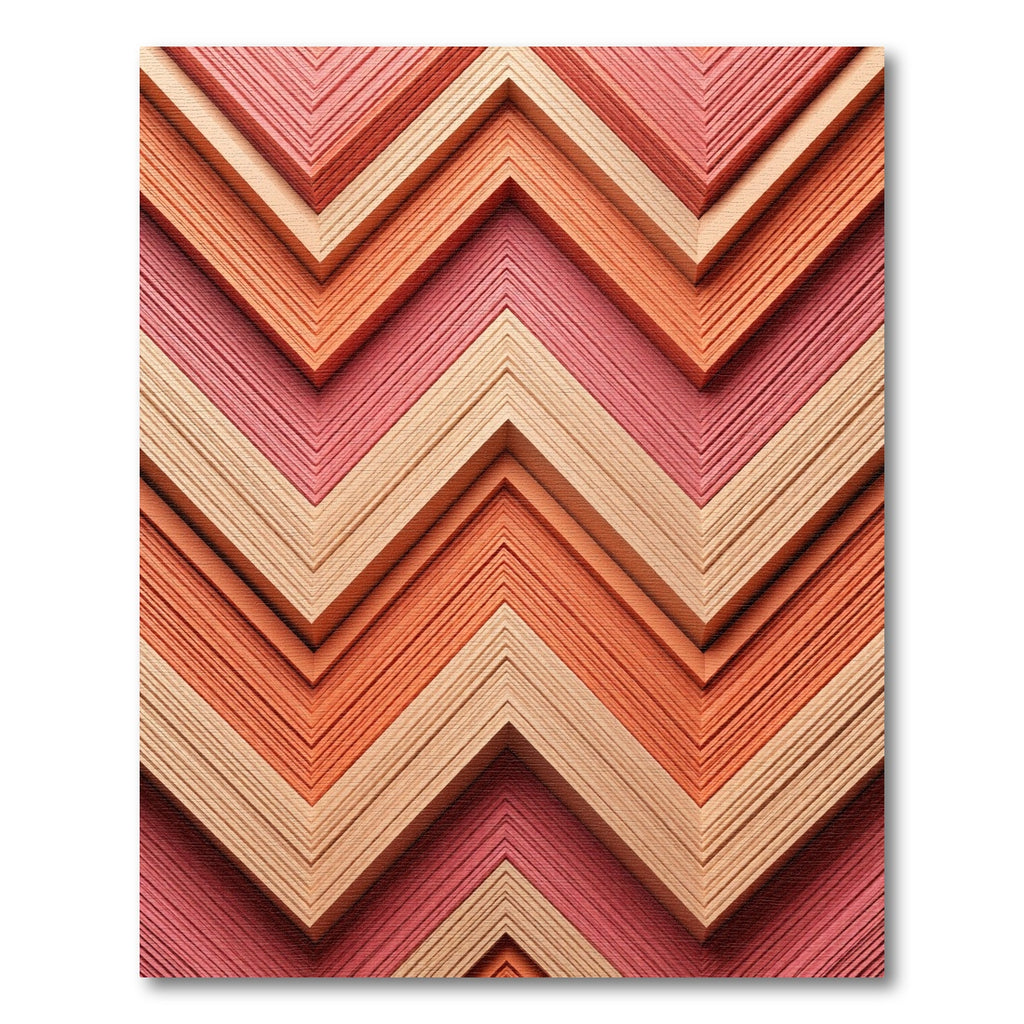 Coral Peach Chevron Zigzag Layers Rug
