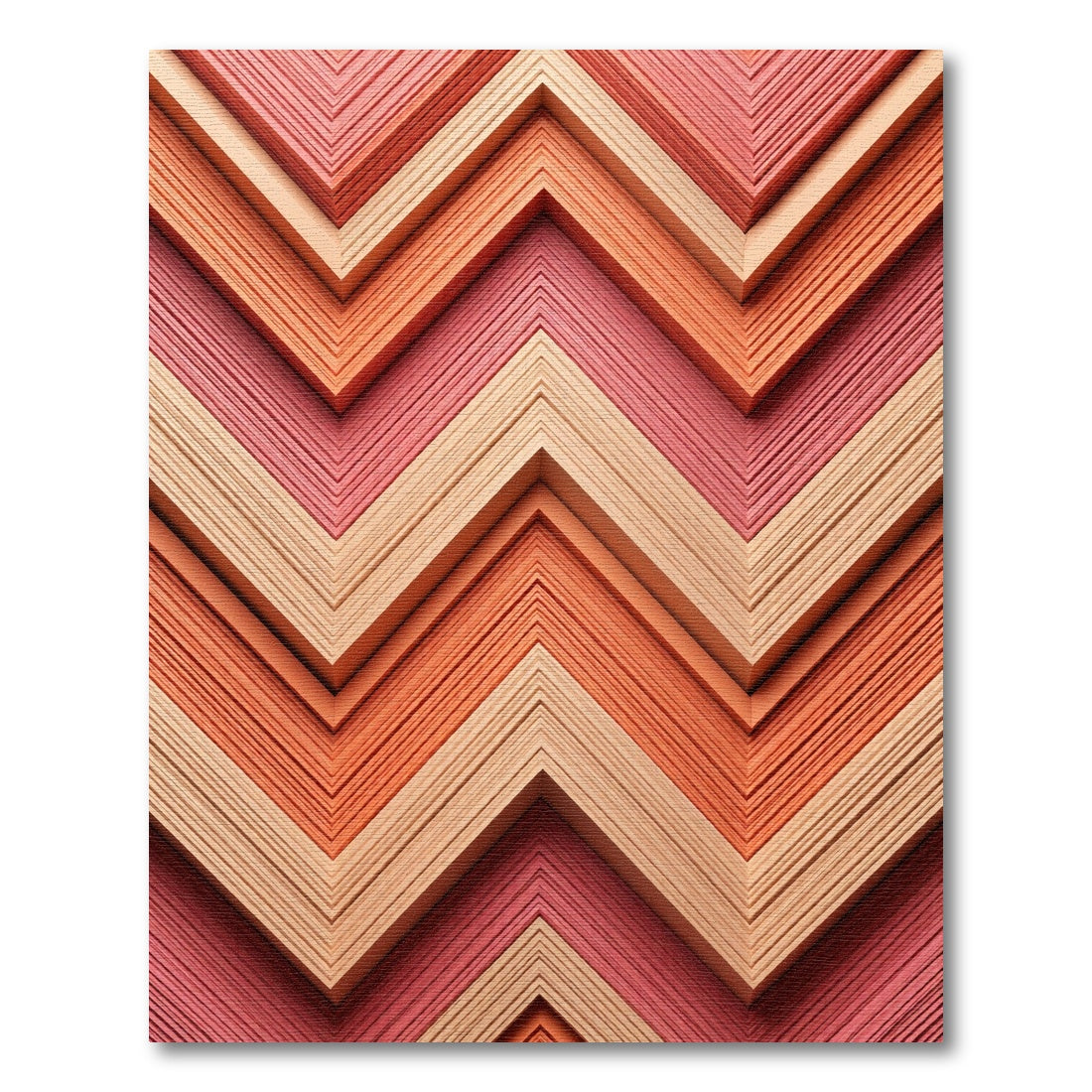 Coral Peach Chevron Zigzag Layers Rug