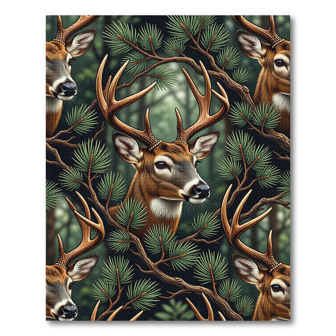 Majestic Deer Woodland Branches Background Rug