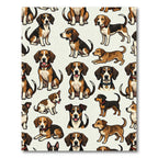 Playful Beagle Puppy Cream Illustration Rug