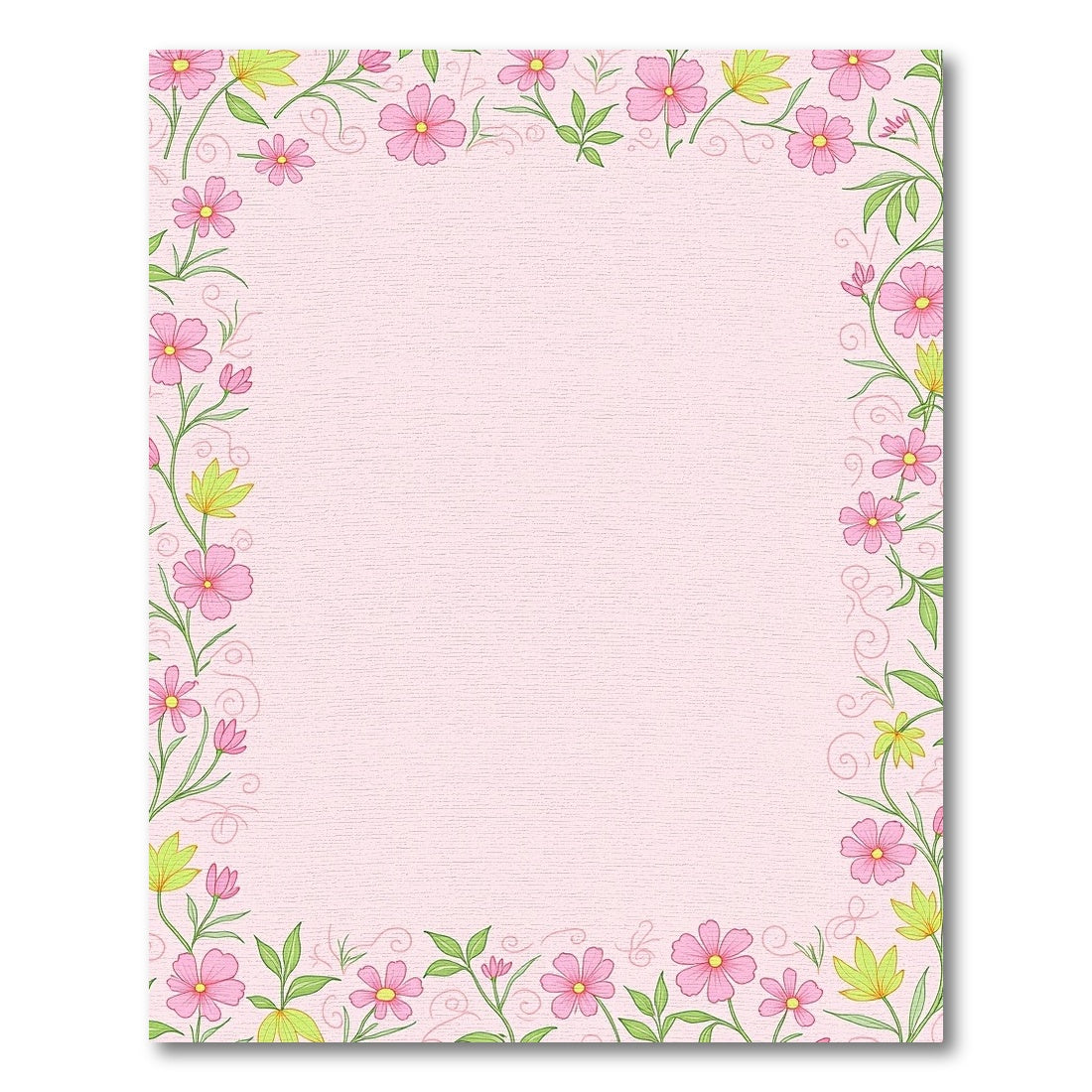 Pink Floral Whimsical Vine Border Rug
