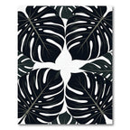 Monstera Leaves Dark Botanical Collage Rug