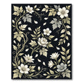 Elegant White Floral Botanical Monochrome Rug
