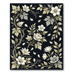 Elegant White Floral Botanical Monochrome Rug