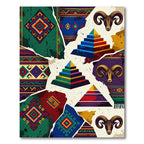 Vibrant Tribal Ram Pyramid Collage Rug