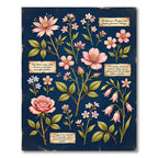 Botanical Pink Floral Navy Field Rug