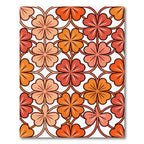 Retro Orange Four Leaf Clover Tile Rug