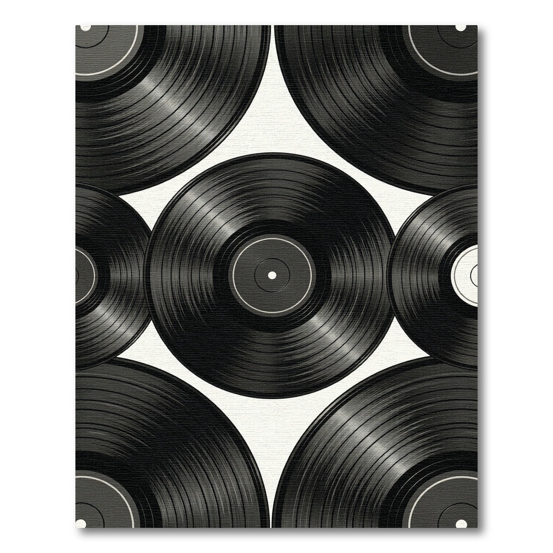 Monochromatic Retro Vinyl Record Grid Rug