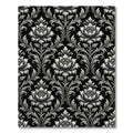 Elegant Silver Floral Damask Monochrome Rug