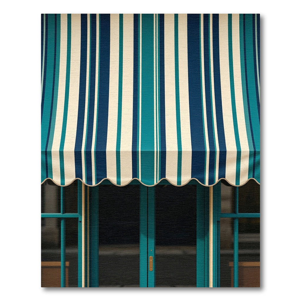 Teal and Navy Blue Vertical Stripe Rug