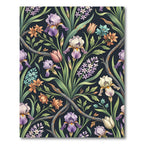 Dark Botanical Iris and Hyacinth Garden Rug