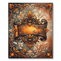 Ornate Amber Baroque Scroll Scrollwork Rug